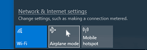 Airplane mode setting on Windows 10